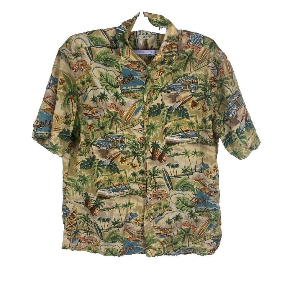 Batik Bay Surf Mens Multicolor Hawaiian‎ Shirt Summer Classic Casual Size Medium